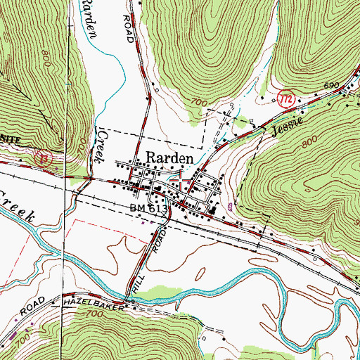 Topographic Map of Village of Rarden, OH