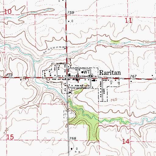 Topographic Map of Village of Raritan, IL