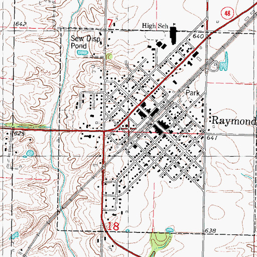 Topographic Map of Village of Raymond, IL
