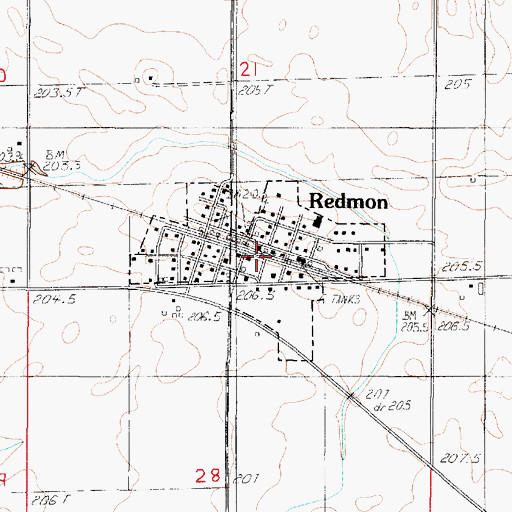 Topographic Map of Village of Redmon, IL