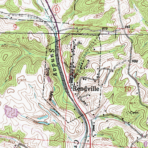 Topographic Map of Village of Rendville, OH