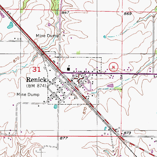 Topographic Map of Village of Renick, MO