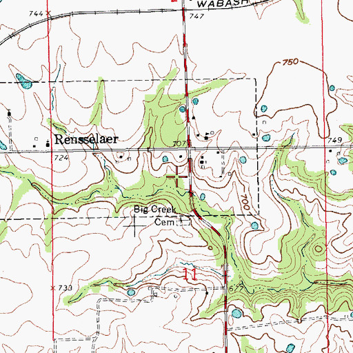 Topographic Map of Village of Rensselaer, MO