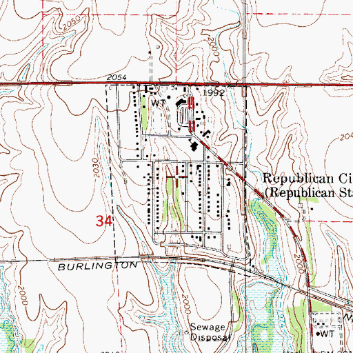 Topographic Map of Village of Republican City, NE