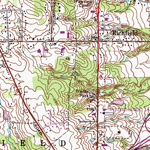 Topographic Map of Village of Richfield, OH