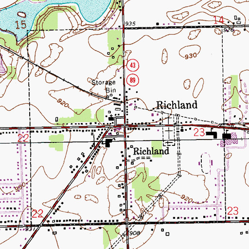 Topographic Map of Village of Richland, MI