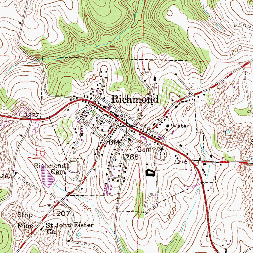Topographic Map of Village of Richmond, OH