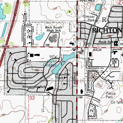 Topographic Map of Village of Richton Park, IL
