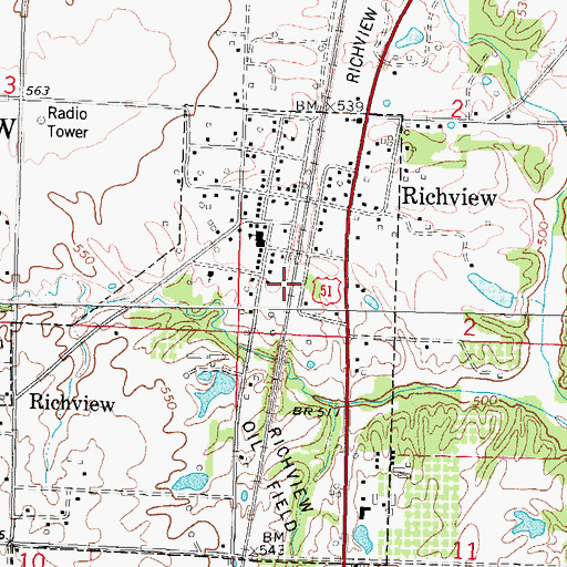 Topographic Map of Village of Richview, IL
