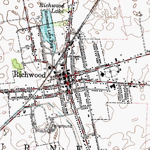 Topographic Map of Village of Richwood, OH
