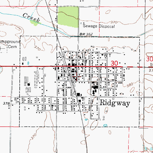 Topographic Map of Village of Ridgway, IL