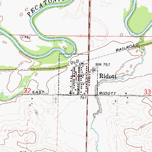 Topographic Map of Village of Ridott, IL