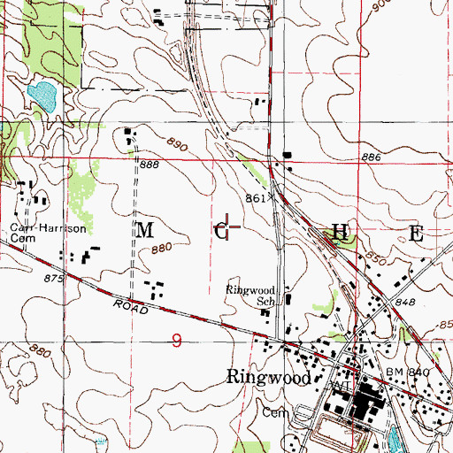 Topographic Map of Village of Ringwood, IL