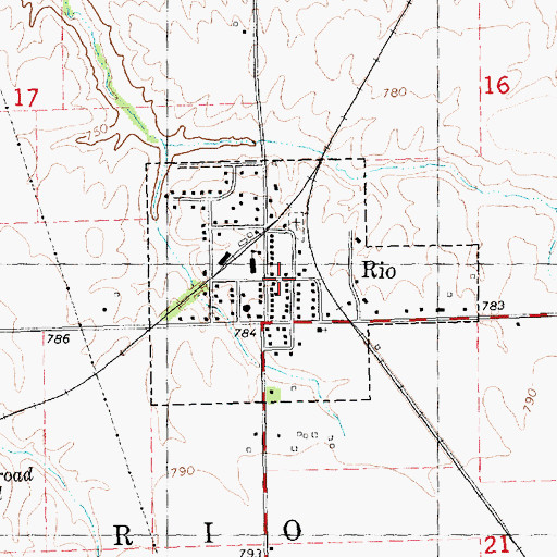 Topographic Map of Village of Rio, IL