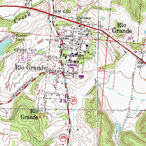 Topographic Map of Village of Rio Grande, OH