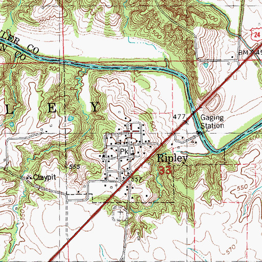 Topographic Map of Village of Ripley, IL