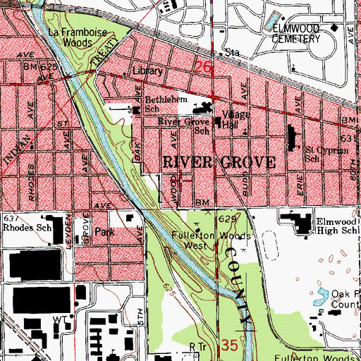 Topographic Map of Village of River Grove, IL