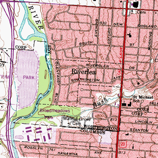 Topographic Map of Village of Riverlea, OH