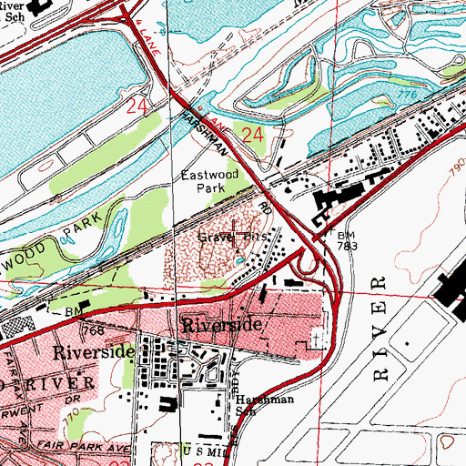Topographic Map of City of Riverside, OH
