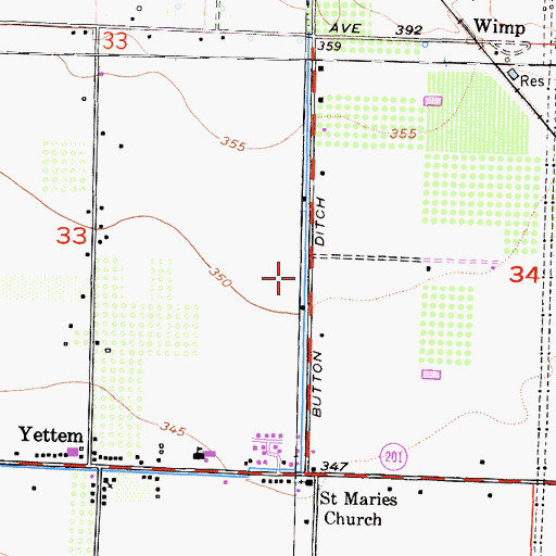 Topographic Map of Button Ditch, CA