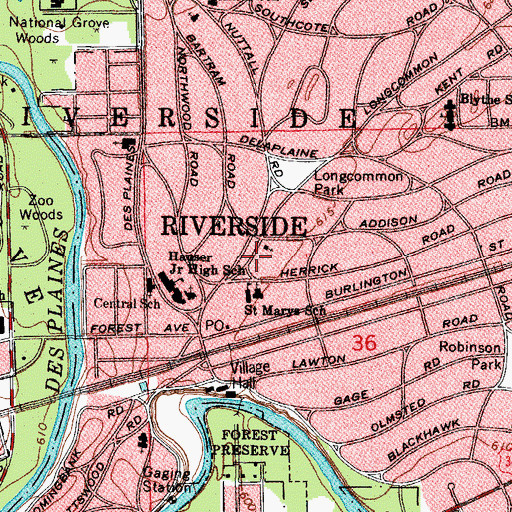 Topographic Map of Village of Riverside, IL