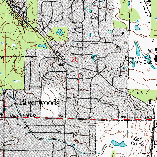 Topographic Map of Village of Riverwoods, IL