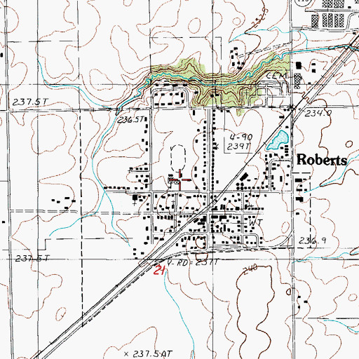 Topographic Map of Village of Roberts, IL