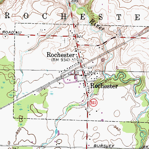 Topographic Map of Village of Rochester, OH