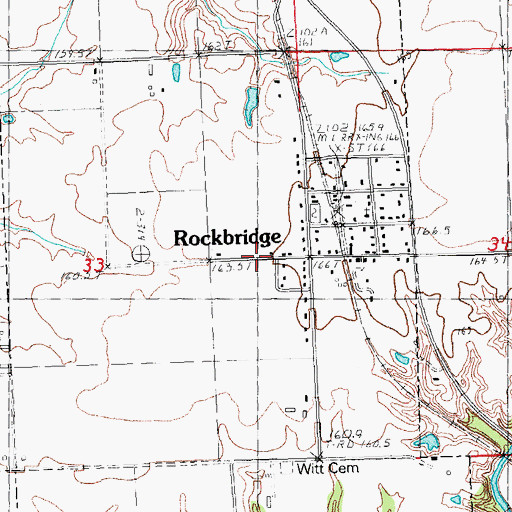 Topographic Map of Village of Rockbridge, IL