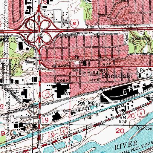Topographic Map of Village of Rockdale, IL