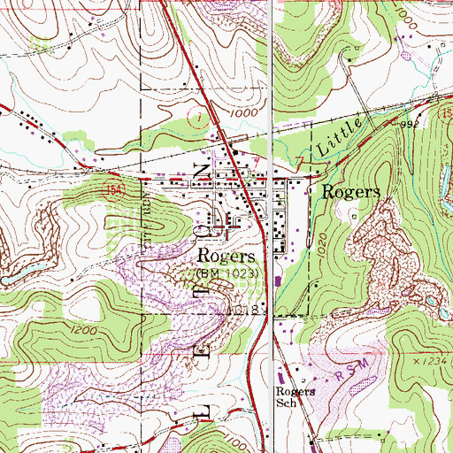 Topographic Map of Village of Rogers, OH