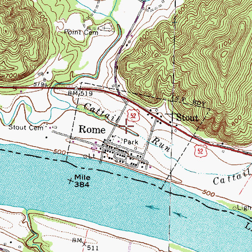 Topographic Map of Village of Rome, OH