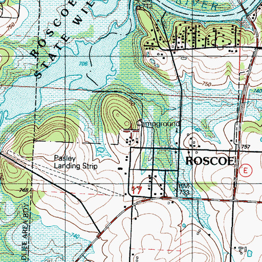 Topographic Map of Village of Roscoe, MO