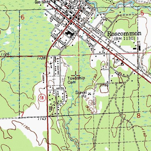 Topographic Map of Village of Roscommon, MI