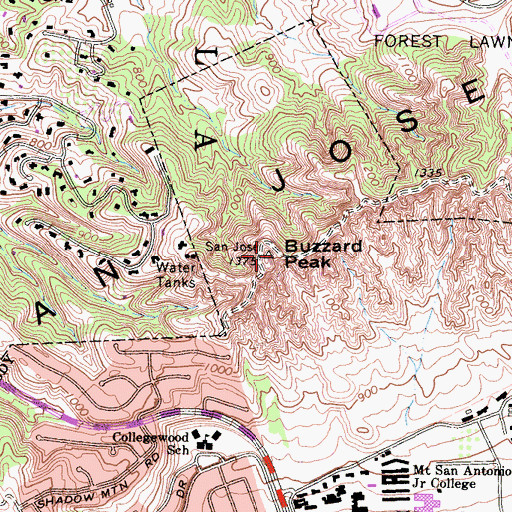 Topographic Map of Buzzard Peak, CA