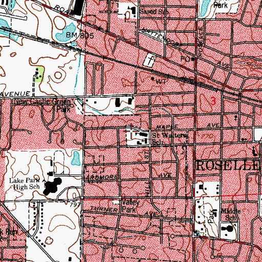 Topographic Map of Village of Roselle, IL