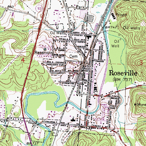 Topographic Map of Village of Roseville, OH