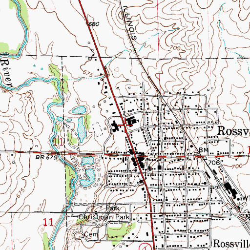 Topographic Map of Village of Rossville, IL