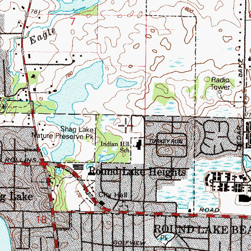 Topographic Map of Village of Round Lake Heights, IL