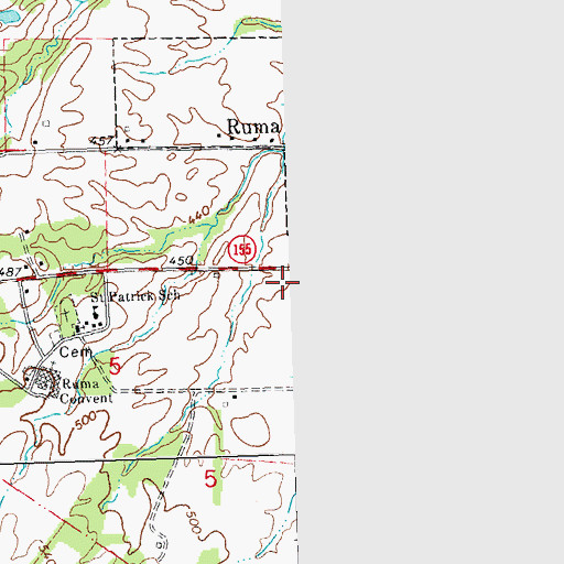 Topographic Map of Village of Ruma, IL
