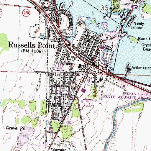 Topographic Map of Village of Russells Point, OH