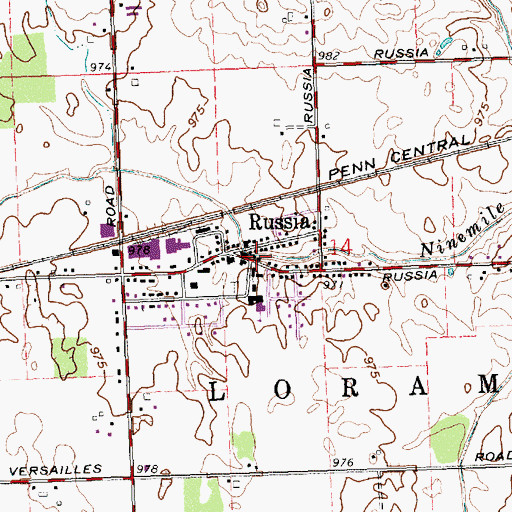 Topographic Map of Village of Russia, OH