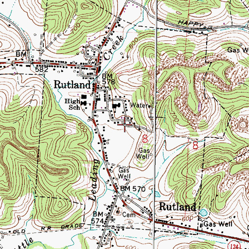 Topographic Map of Village of Rutland, OH