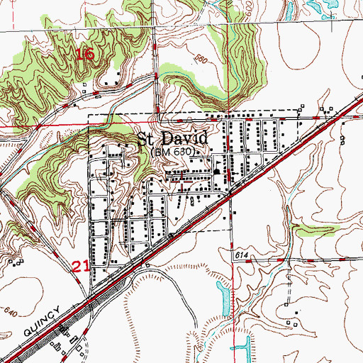 Topographic Map of Village of Saint David, IL