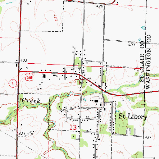 Topographic Map of Village of Saint Libory, IL
