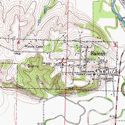 Topographic Map of Village of Salem, NE