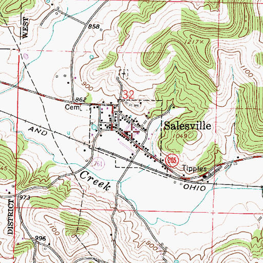 Topographic Map of Village of Salesville (historical), OH