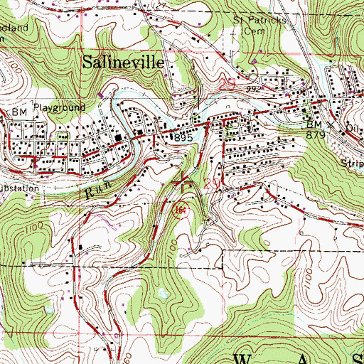 Topographic Map of Village of Salineville, OH