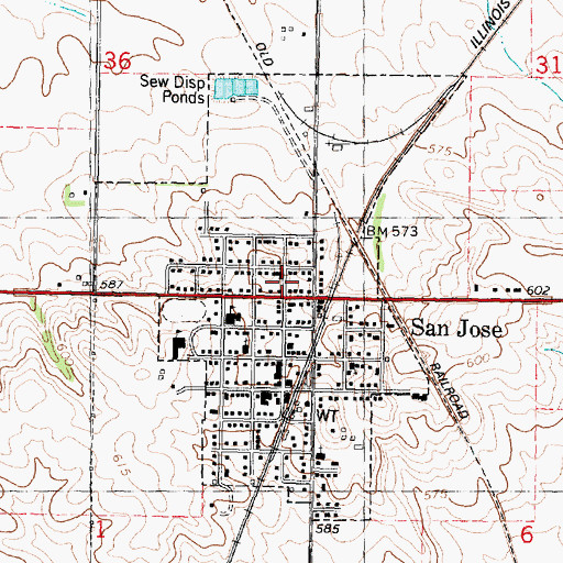 Topographic Map of Village of San Jose, IL