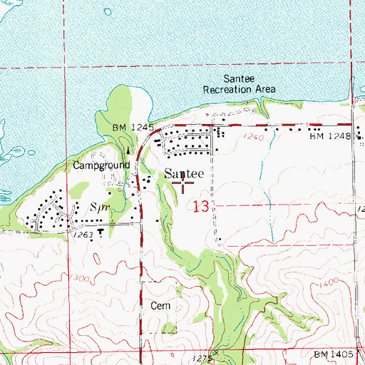 Topographic Map of Village of Santee, NE